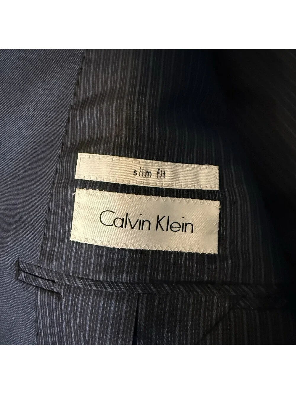 Calvin Klein Mens 48R Slim Fit Blue 100% Wool Sport Coat Blazer Jacket